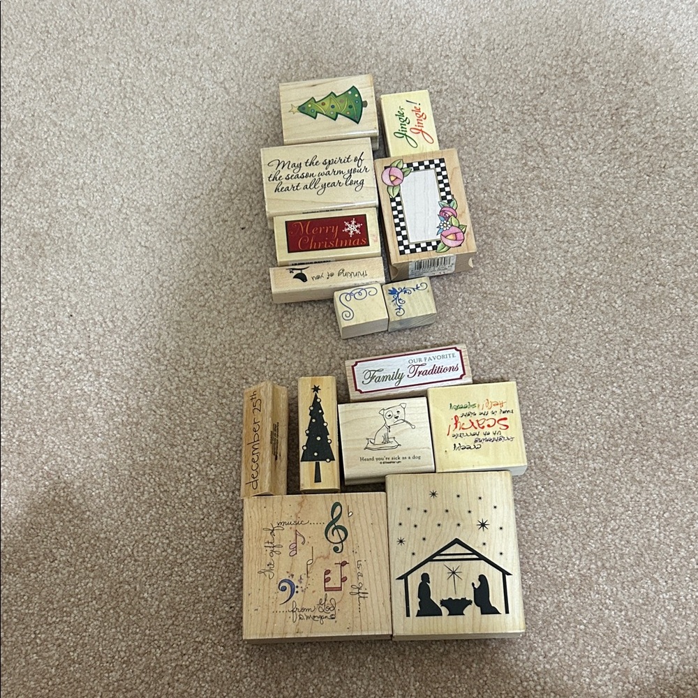 Festive Wooden Rubber Stamp Collection